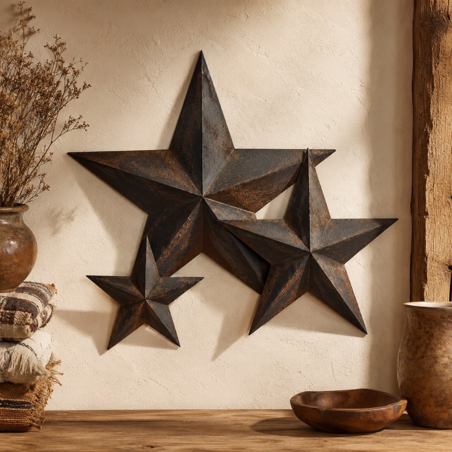 Metal Star Wall Decor Trio