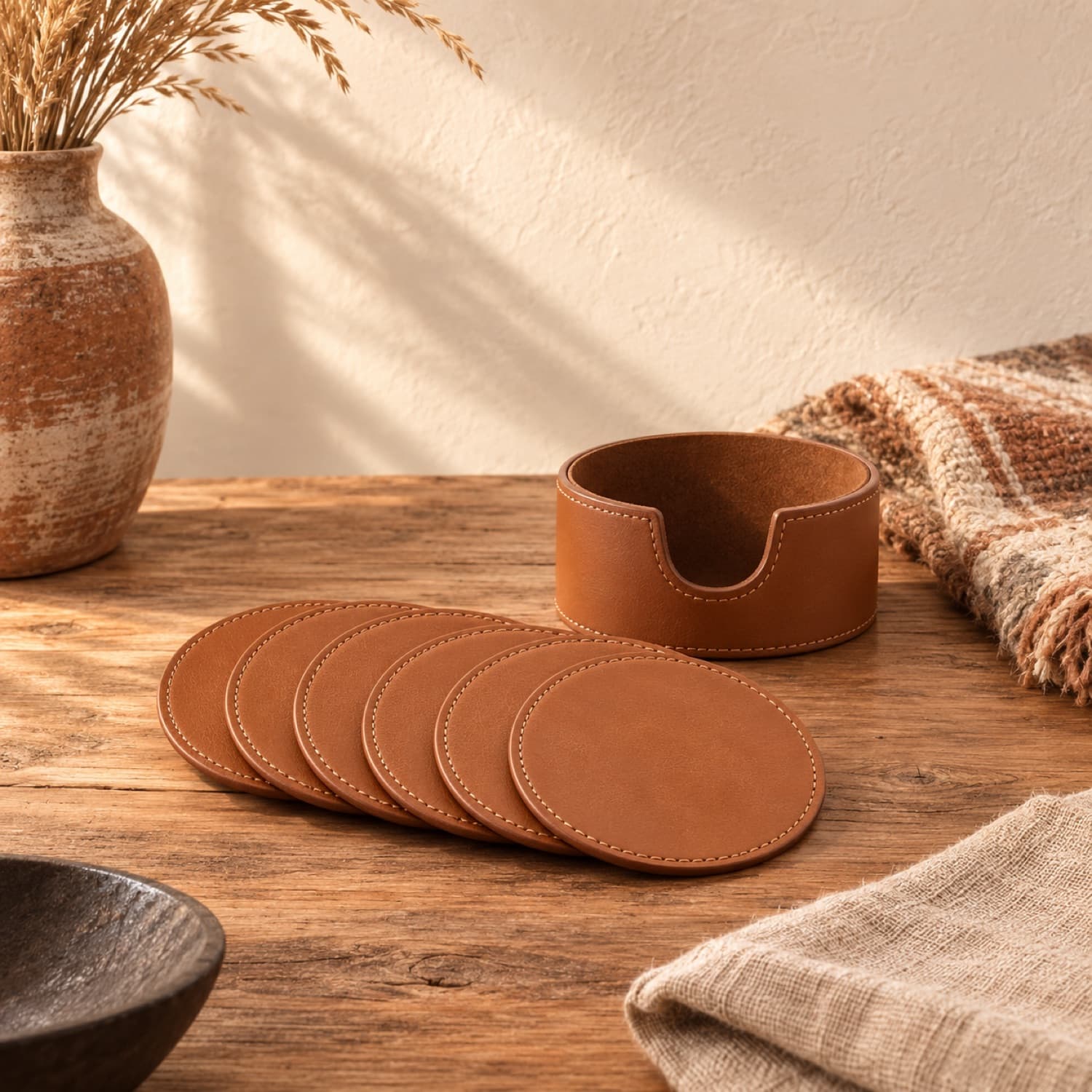 Leather-Look Coaster Set of 6