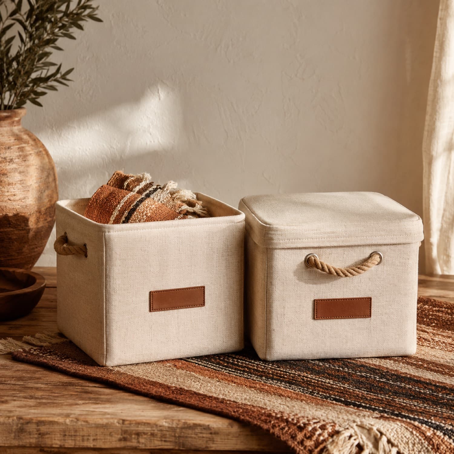Rope-Handle Storage Bin Duo