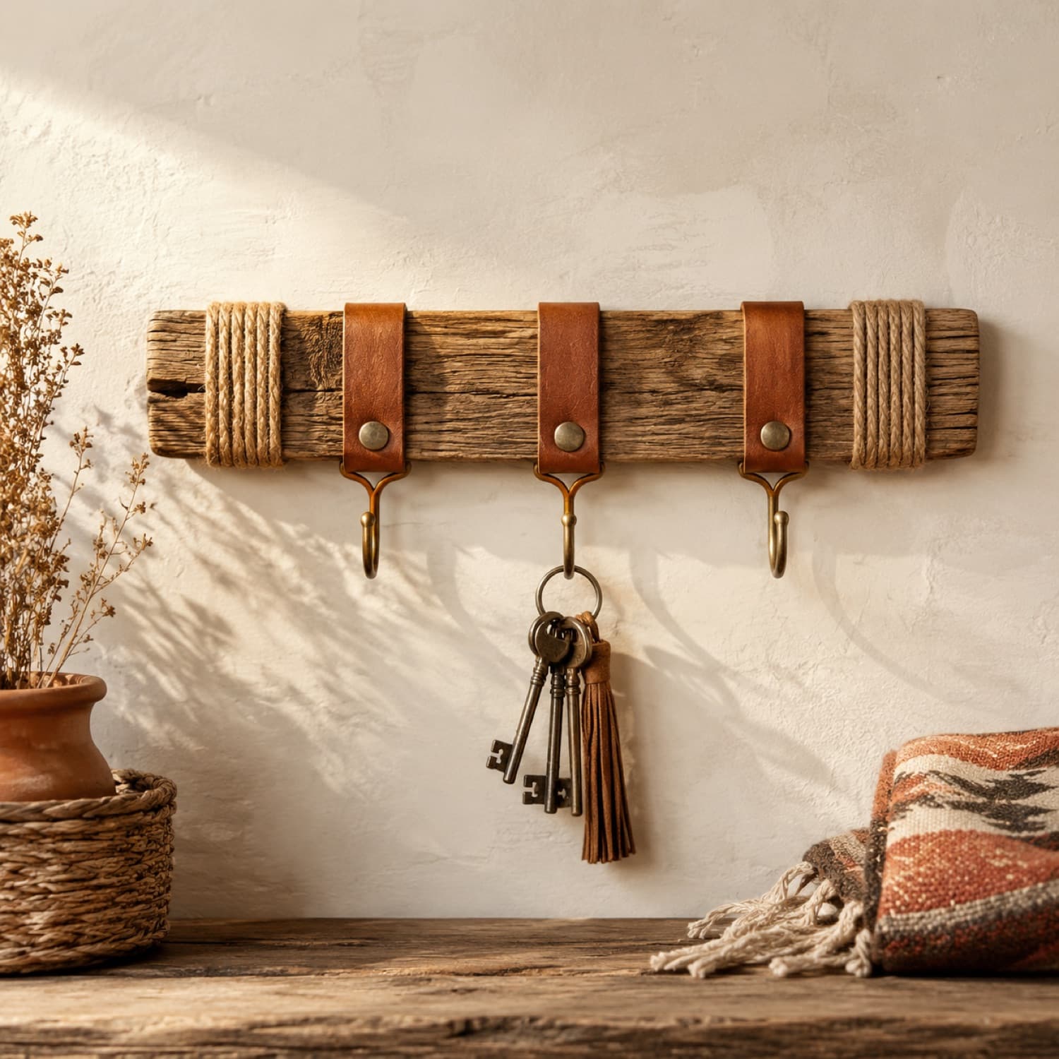 Rope & Leather Key Rack